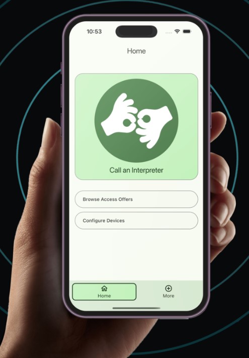 main screen of the Aira ASL app